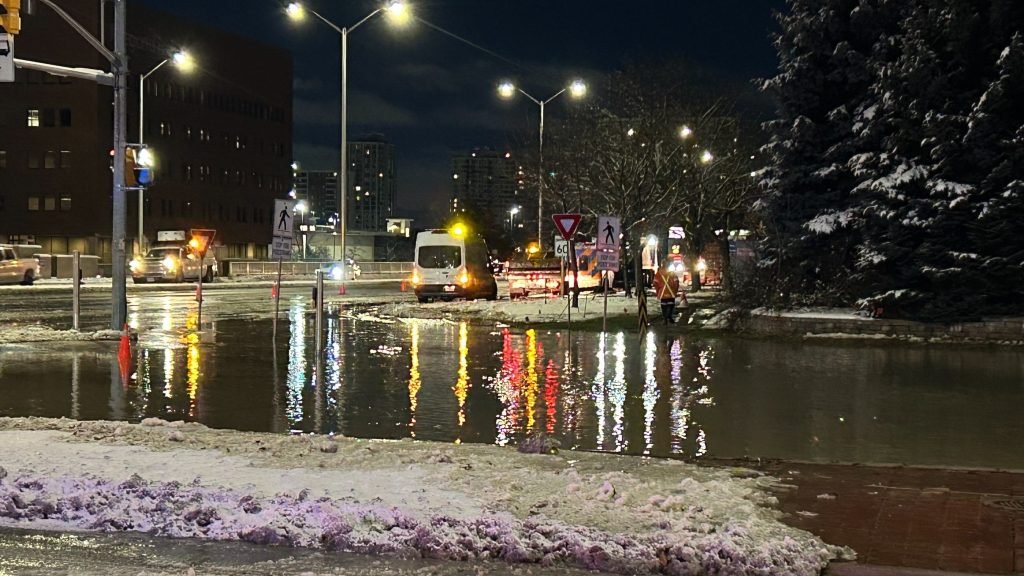 Water Main Break Floods Major Brampton Intersection; Repairs Underway